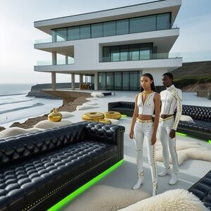 HANDCRAFTED digital art print with lamination Chic White and Gold studded decor